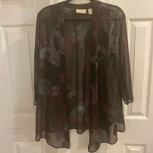 Chico’s Sheer Black Jacket Cover Up, size 1